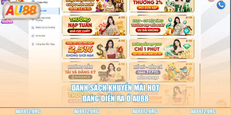 Danh sách khuyến mãi hot đang diễn ra ở AU88
